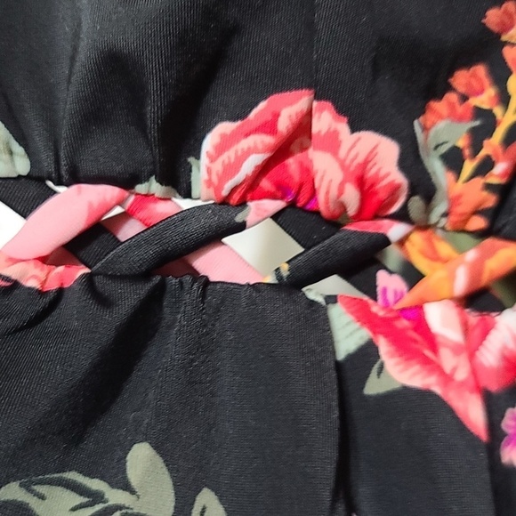 Terra & Sky Womens Swimsuit One Piece Black Floral Adjustable Straps 2X(20-22W) - Picture 14 of 14
